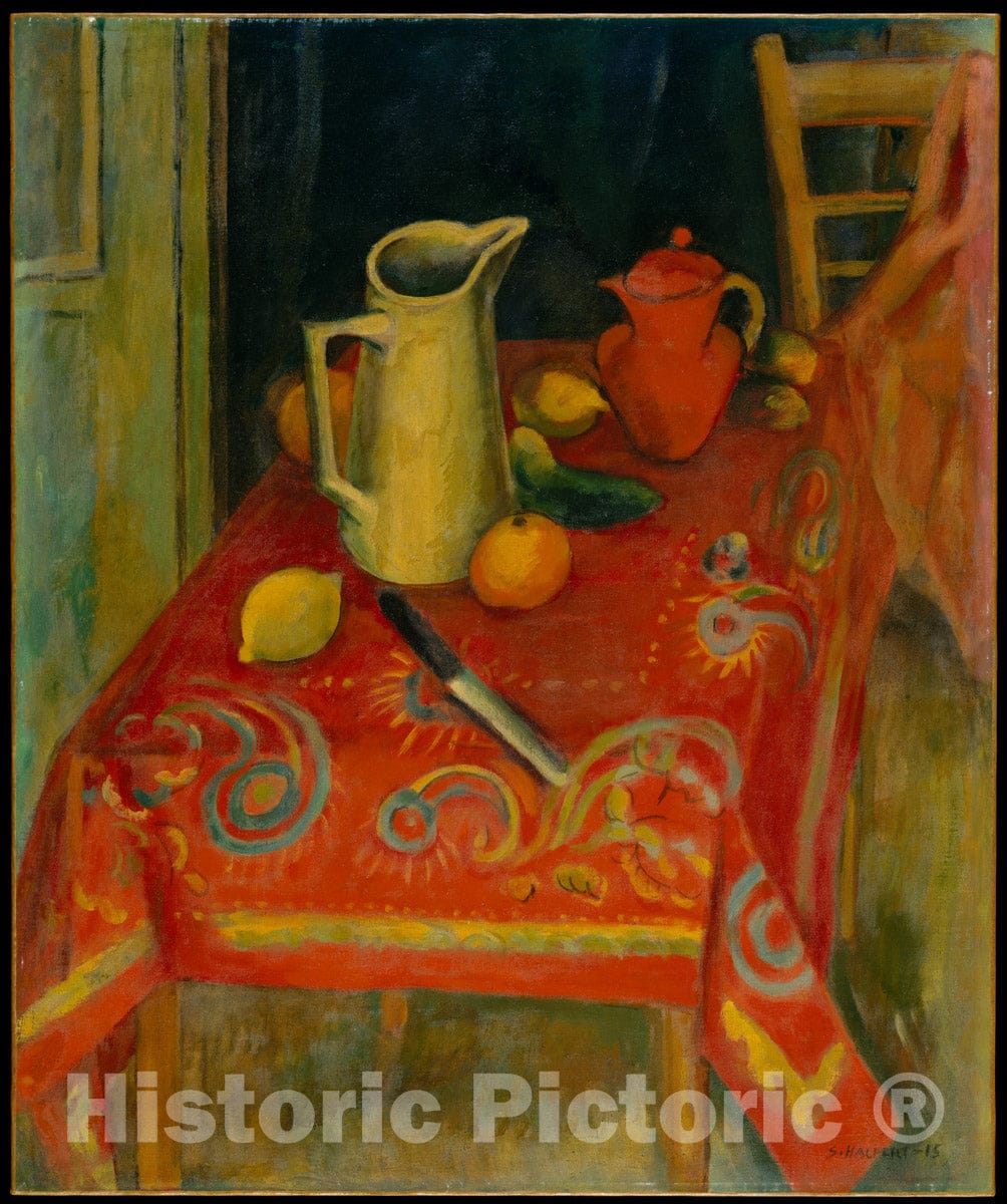 Art Print : Samuel Halpert - The Red Tablecloth : Vintage Wall Art