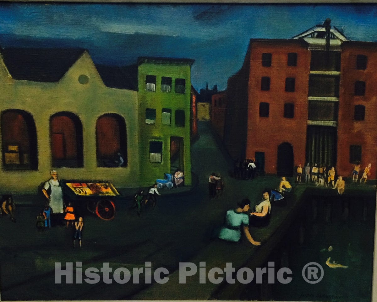 Art Print : Joseph De Martini - Docks on Sunday : Vintage Wall Art