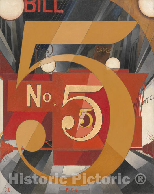 Art Print : Charles Demuth - I Saw The Figure 5 in Gold : Vintage Wall Art