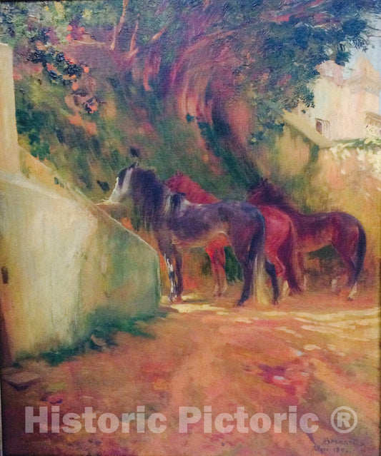 Art Print : Paul-Albert Besnard - Horses : Vintage Wall Art