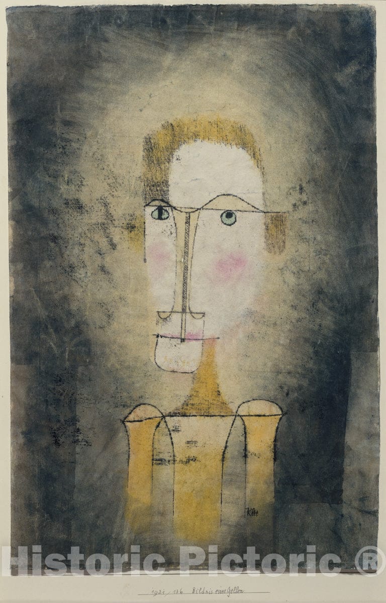 Art Print : Paul Klee - Portrait of a Yellow Man : Vintage Wall Art