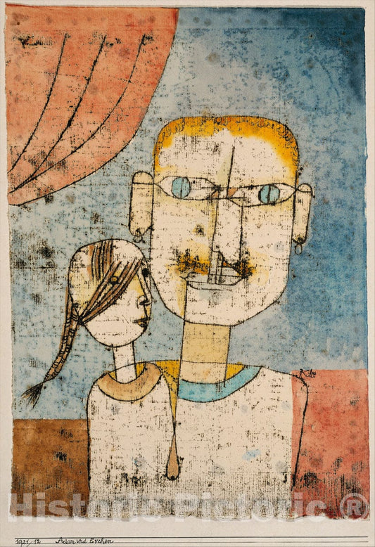 Art Print : Paul Klee - Adam and Little Eve : Vintage Wall Art