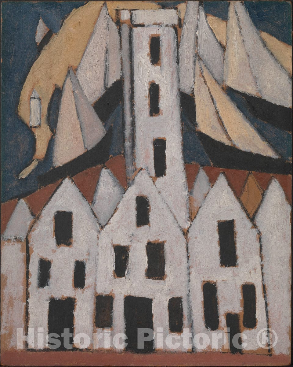Art Print : Marsden Hartley - Movement No. 5, Provincetown Houses : Vintage Wall Art