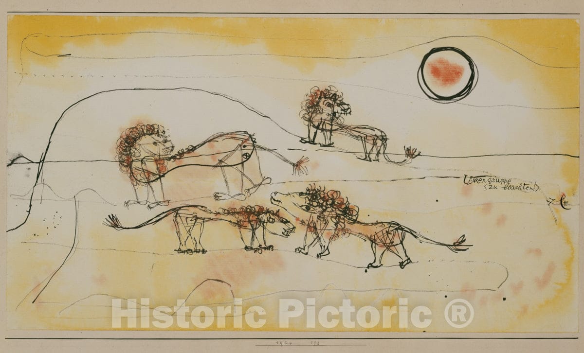 Art Print : Paul Klee - A Pride of Lions (Take Note!) : Vintage Wall Art