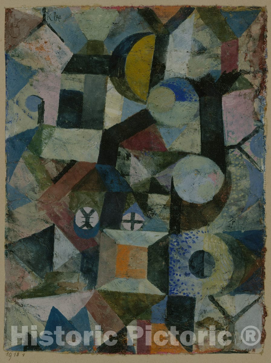 Art Print : Paul Klee - Composition with The Yellow Half-Moon and The Y : Vintage Wall Art