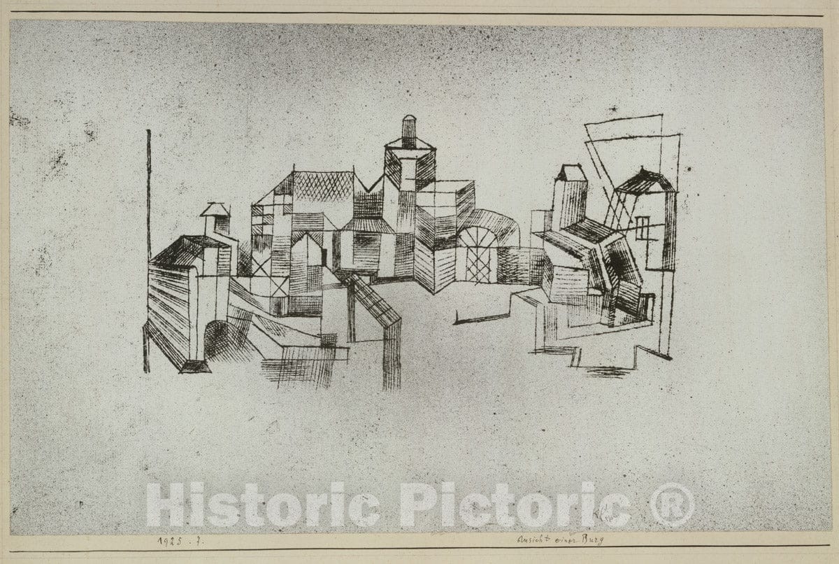 Art Print : Paul Klee - View of a Fortress : Vintage Wall Art