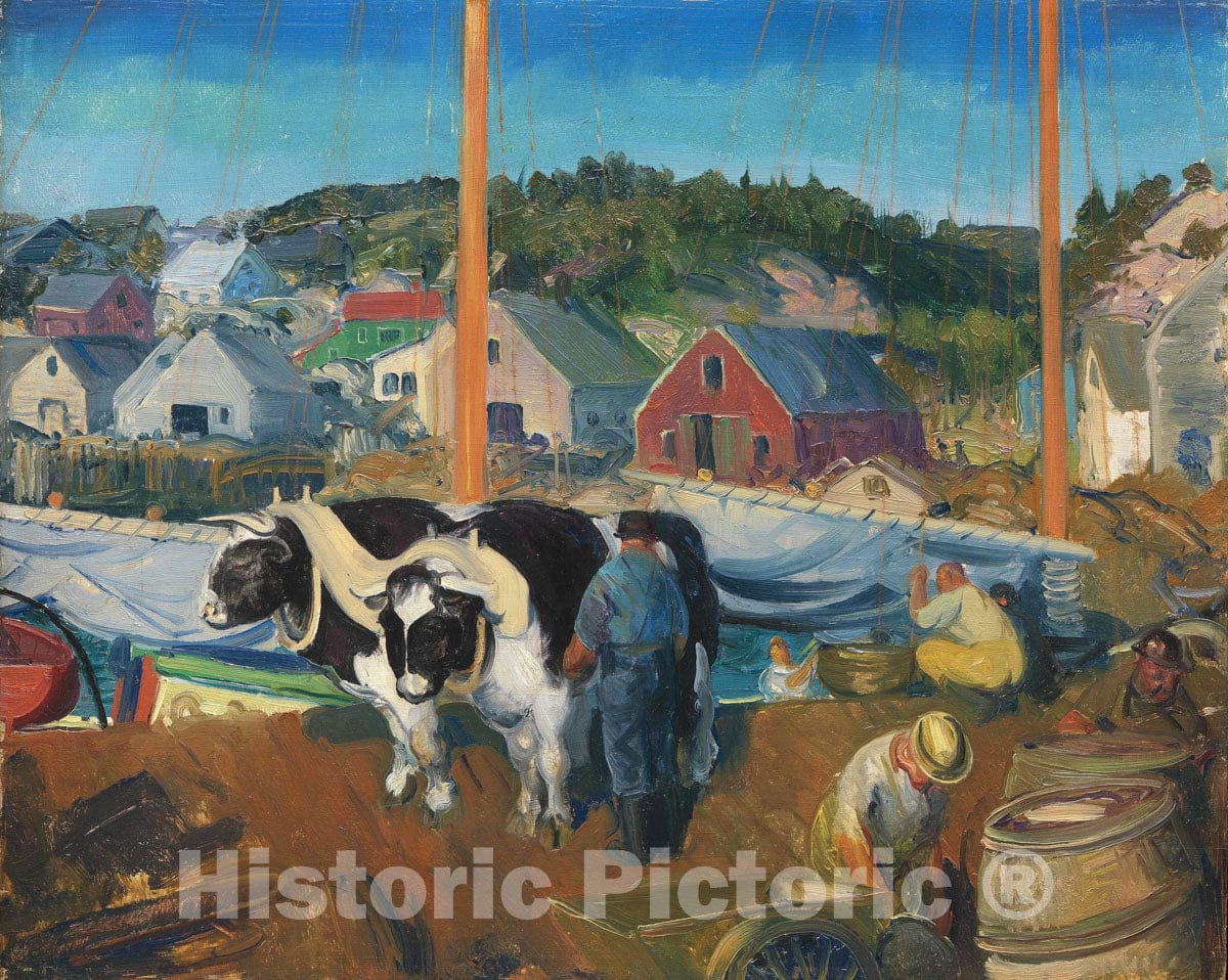 Art Print : George Bellows - Ox Team, Wharf at Matinicus : Vintage Wall Art
