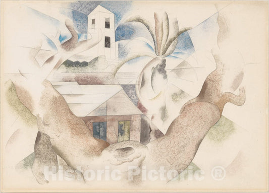 Art Print : Charles Demuth - Bermuda No. 1, Tree and House : Vintage Wall Art