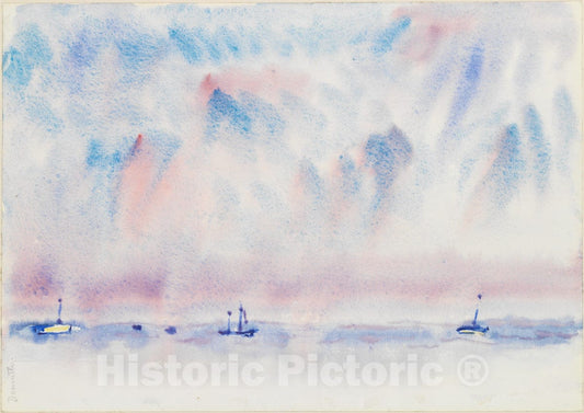 Art Print : Charles Demuth - Bermuda Sky and Sea with Boats : Vintage Wall Art