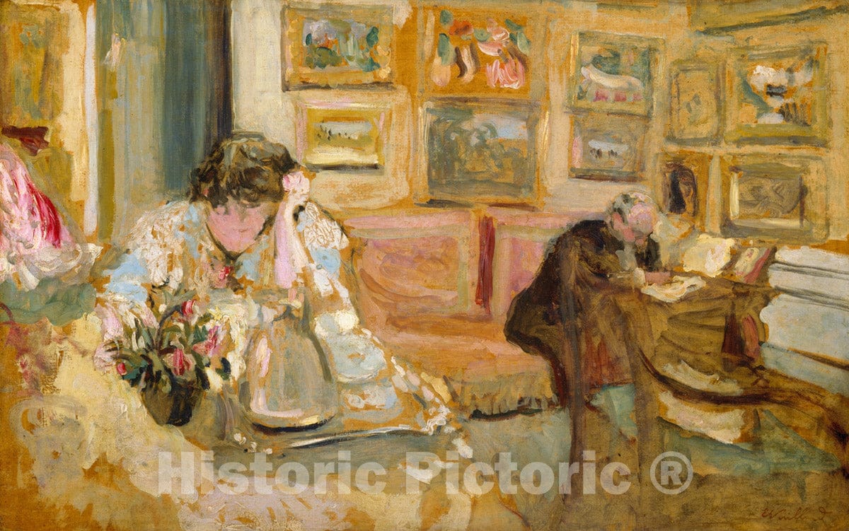 Art Print : Édouard Vuillard - Jos and Lucie Hessel in The Small Salon, Rue de Rivoli : Vintage Wall Art