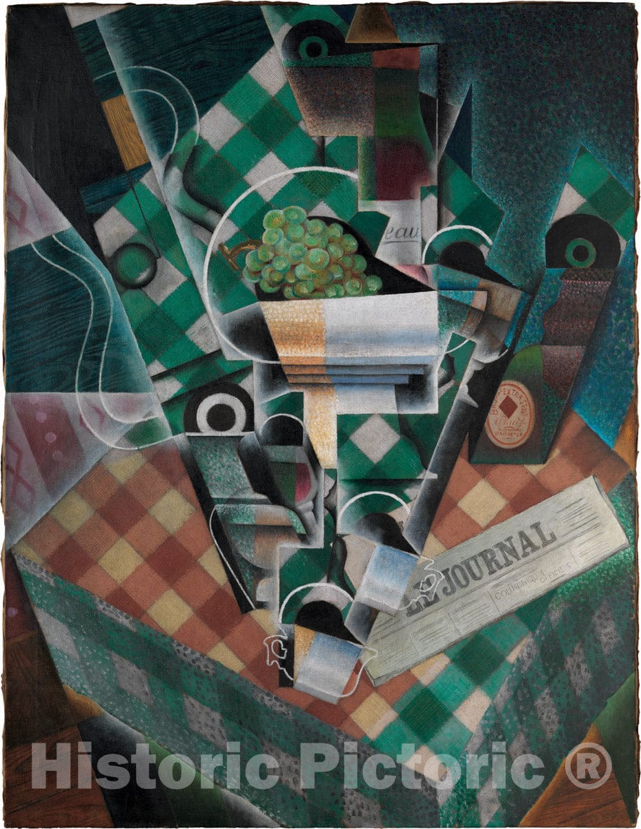 Art Print : Juan Gris - Still Life with Checked Tablecloth : Vintage Wall Art