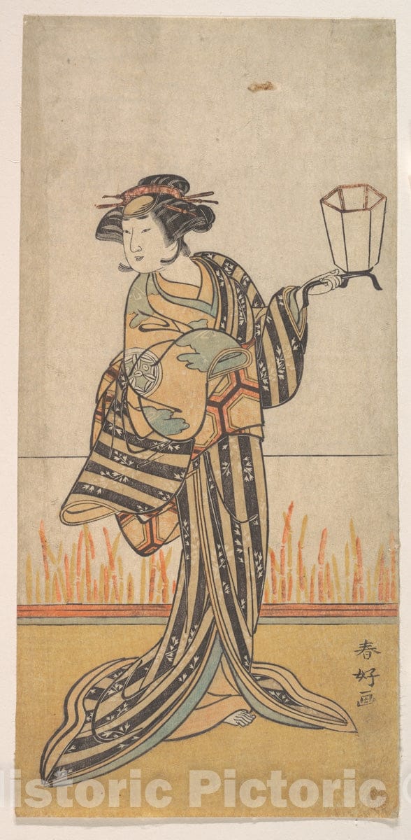 Art Print : Katsukawa Shunk? - Second Yamashita Kinsaku as a Woman Standing in a Room - Japan : Vintage Wall Art