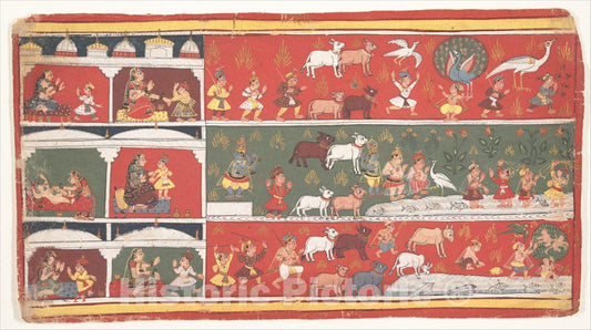 Art Print : Bakasura, the Crane Demon, Arrives in Brindavan: Ancient Stories of Lord Vishnu) : Vintage Wall Art