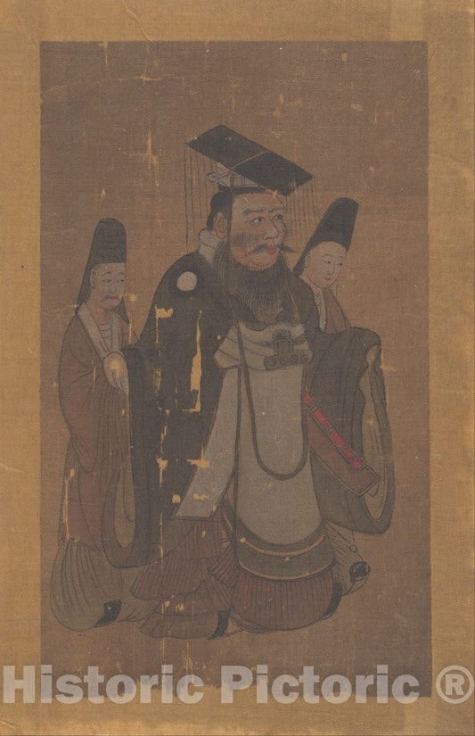 Art Print : Unidentified Artist - Emperor and Two Attendants - China - Ming Dynasty (?) (1368–1644) : Vintage Wall Art