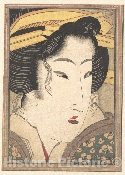Art Print : Keisai Eisen - Head of a Beauty - Japan v.2 : Vintage Wall Art