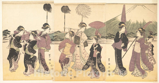 Art Print : Utagawa Toyokuni I - Women Parading in an Imitation of The Cortege of a Daimyo - Japan : Vintage Wall Art