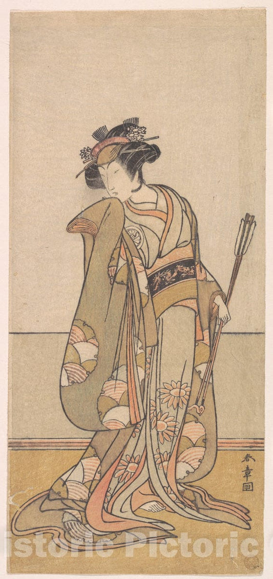 Art Print : Katsukawa Shunsh? - The Third Segawa Kikunojo as a Woman Walking Toward The Right - Japan : Vintage Wall Art