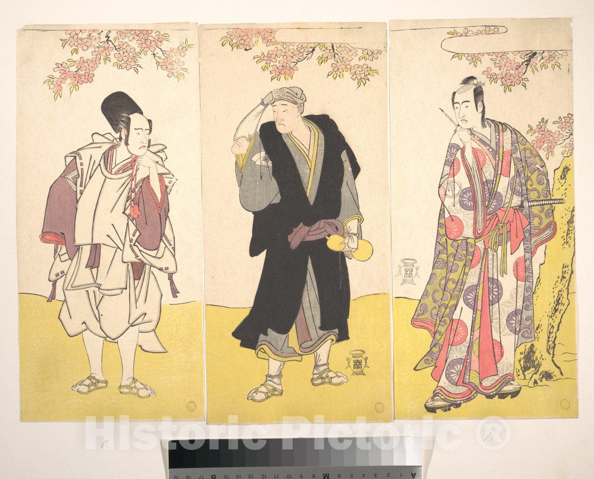 Art Print : Katsukawa Shunsh? - Kabuki Actors Ichikawa Yaoz? III, Onoe Matsusuke I, and Sawamura S?j?r? III - Japan : Vintage Wall Art