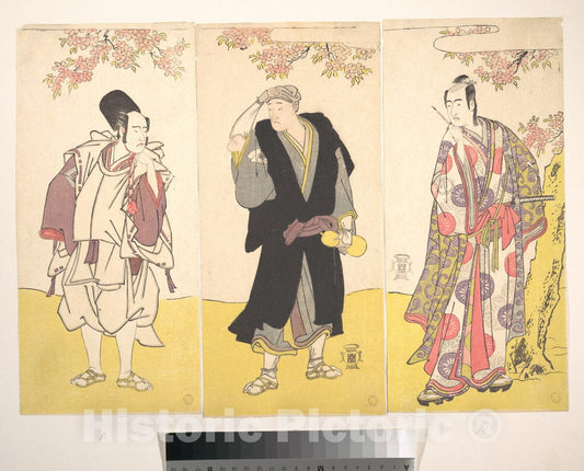 Art Print : Katsukawa Shunsh? - Kabuki Actors Ichikawa Yaoz? III, Onoe Matsusuke I, and Sawamura S?j?r? III - Japan : Vintage Wall Art