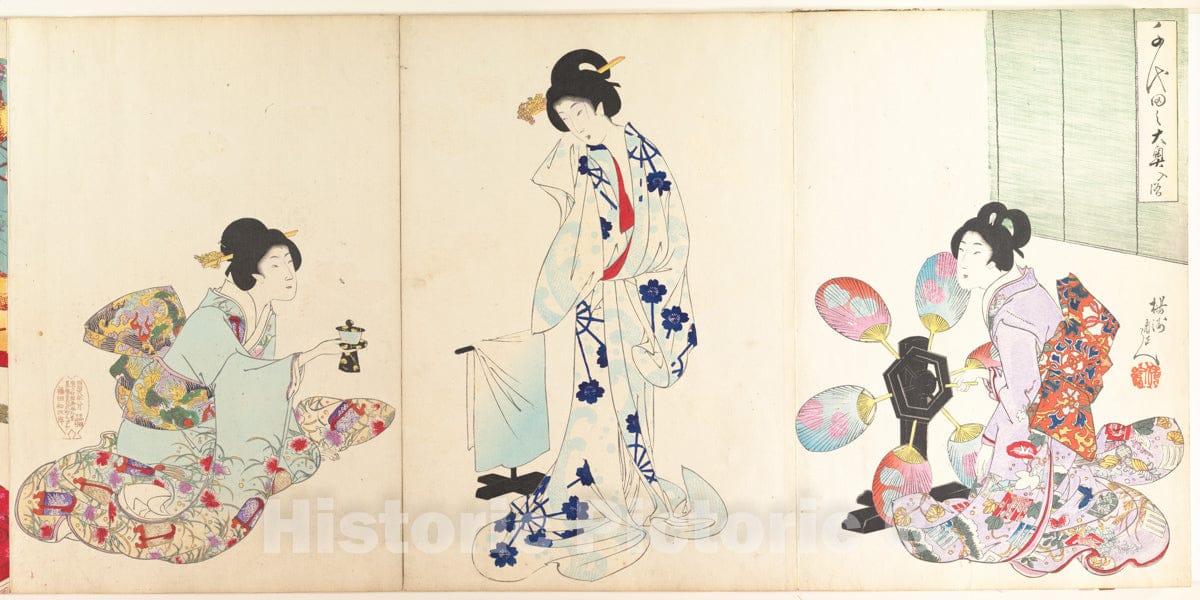 Art Print : Y?sh? (Hashimoto) Chikanobu - Chiyoda Castle (Album of Women) - Japan - 411399 : Vintage Wall Art