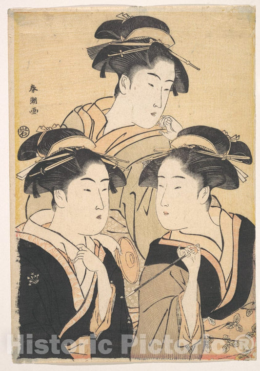 Art Print : Katsukawa Shunch? - Three Beauties - Japan : Vintage Wall Art