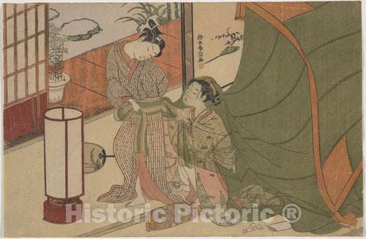 Art Print : Suzuki Harunobu - Parting of Lovers: The Morning After - Japan : Vintage Wall Art