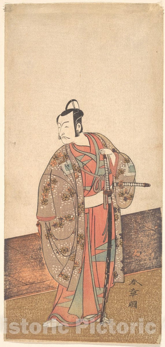 Art Print : Katsukawa Shunsh? - The Actor Ichikawa Danjuro V Standing Inside of a House and in Front of an engawa - Japan : Vintage Wall Art