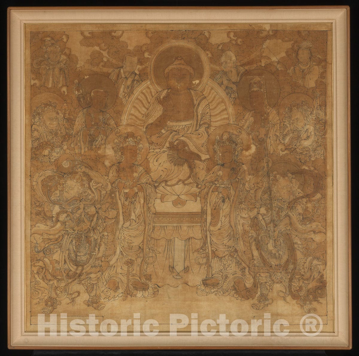 Art Print : Unidentified Artist - Amitabha Buddha’s Assembly in The Western Paradise - Korea - Joseon Dynasty (1392–1910) : Vintage Wall Art