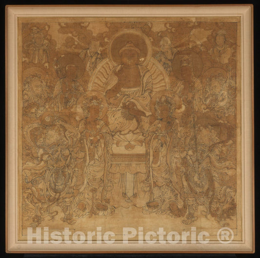 Art Print : Unidentified Artist - Amitabha Buddha’s Assembly in The Western Paradise - Korea - Joseon Dynasty (1392–1910) : Vintage Wall Art