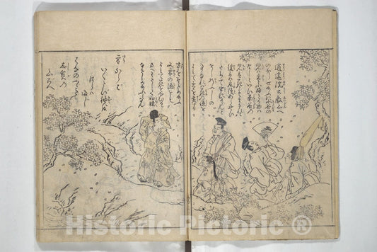 Art Print : Nishikawa Sukenobu - Picture Book of Snow, Moon, and Flowers (Ehon setsugekka) - Japan : Vintage Wall Art