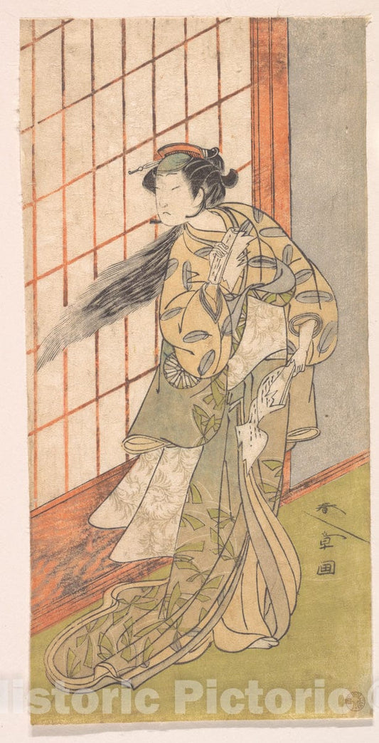 Art Print : Katsukawa Shunsh? - The First Nakamura Tomijuro as an Angry Woman Standing in a Room - Japan : Vintage Wall Art