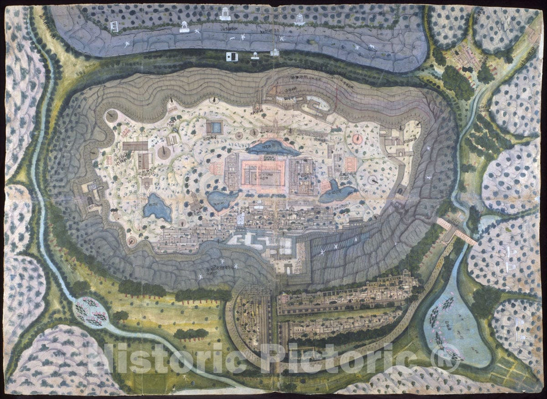 Art Print : Generation of Bagta - Fortified City of Ranthambhor - India (Jaipur, Rajasthan) : Vintage Wall Art