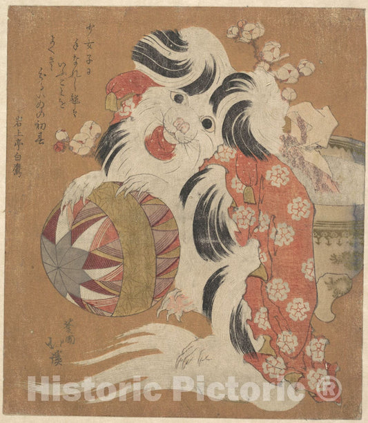 Art Print : Totoya Hokkei - Surimono Calendar for The Dog Year, 1814 - Japan : Vintage Wall Art