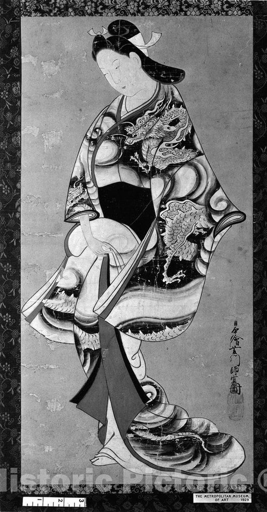 Art Print : Hishikawa Moronobu - Standing Beauty - Japan : Vintage Wall Art
