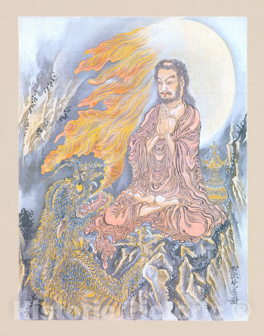 Art Print : Kawanabe Ky?sai - Shakyamuni Conquering The Demons (Shaka G?ma-zu) - Japan : Vintage Wall Art