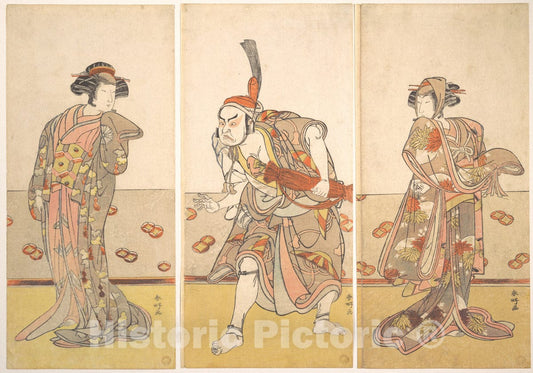 Art Print : Katsukawa Shunk? - The Actor Nakamura Tomijuro as a Stately Woman - Japan : Vintage Wall Art