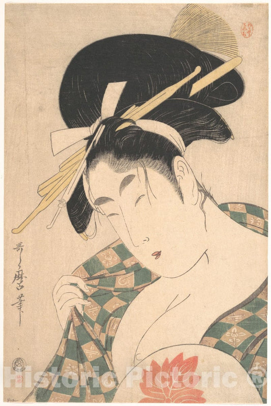 Art Print : Kitagawa Utamaro - A Courtesan - Japan v.3 : Vintage Wall Art