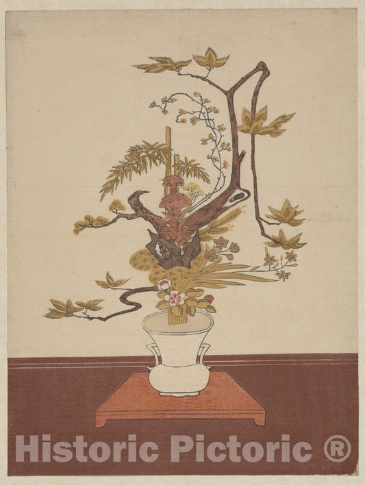 Art Print : Suzuki Harunobu - IKE Bana (Flower Arrangement) in The IKE-no-bo Style - Japan : Vintage Wall Art