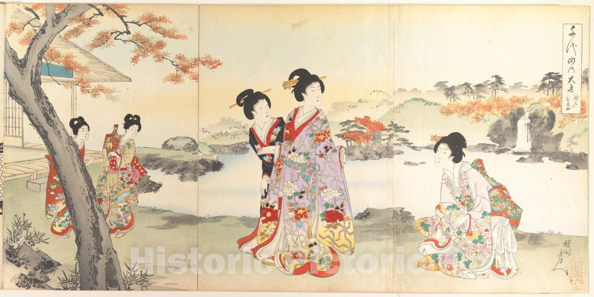 Art Print : Y?sh? (Hashimoto) Chikanobu - Chiyoda Castle (Album of Women) - Japan - 411887 : Vintage Wall Art