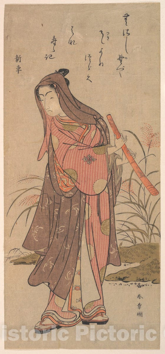 Art Print : Katsukawa Shunsh? - The Actor Ichikawa Monosuke (?) or Ichikawa Omez? in Female Role - Japan : Vintage Wall Art