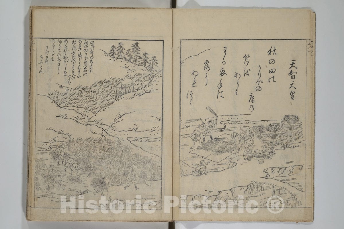 Art Print : Nishikawa Sukenobu - Picture Book of Ogura Hill (Ehon ogurayama) - Japan : Vintage Wall Art