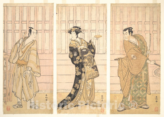 Art Print : Katsukawa Shunk? - in The Room of a House of The Yoshiwara - Japan : Vintage Wall Art