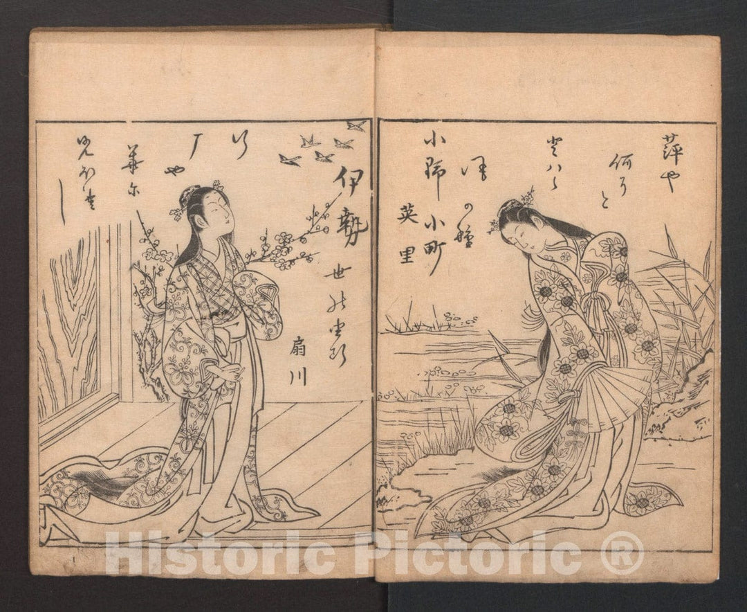 Art Print : Nishikawa Sukenobu - Picture Book: Flowers Yet to be Picked, Vol. 1 - Japan : Vintage Wall Art