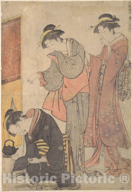Art Print : Torii Kiyonaga - A Practical Joke - Japan : Vintage Wall Art