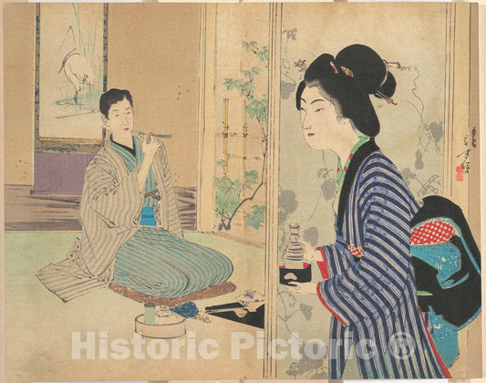 Art Print : Mizuno Toshikata - The EEL Master (Unagi Danna), Illustration from Bugei Kurabu (Literary Club) - Japan : Vintage Wall Art