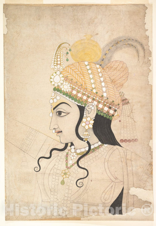 Art Print : Sahib Ram - Head of Krishna: Cartoon for a Mural of The Raslila - India (Rajasthan, Jaipur) : Vintage Wall Art