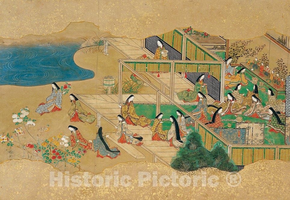 Art Print : Activities of Twelve Months of the Year (Tsukinami-e) : Vintage Wall Art