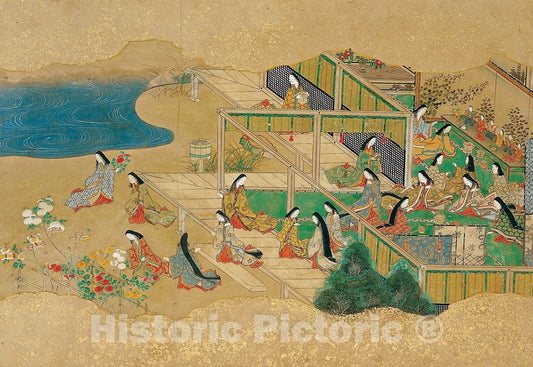 Art Print : Activities of Twelve Months of the Year (Tsukinami-e) : Vintage Wall Art
