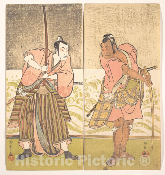 Art Print : Katsukawa Shunsh? - The Actor Sakata Hangoro II and The Actor Matsumoto Koshiro IV - Japan : Vintage Wall Art