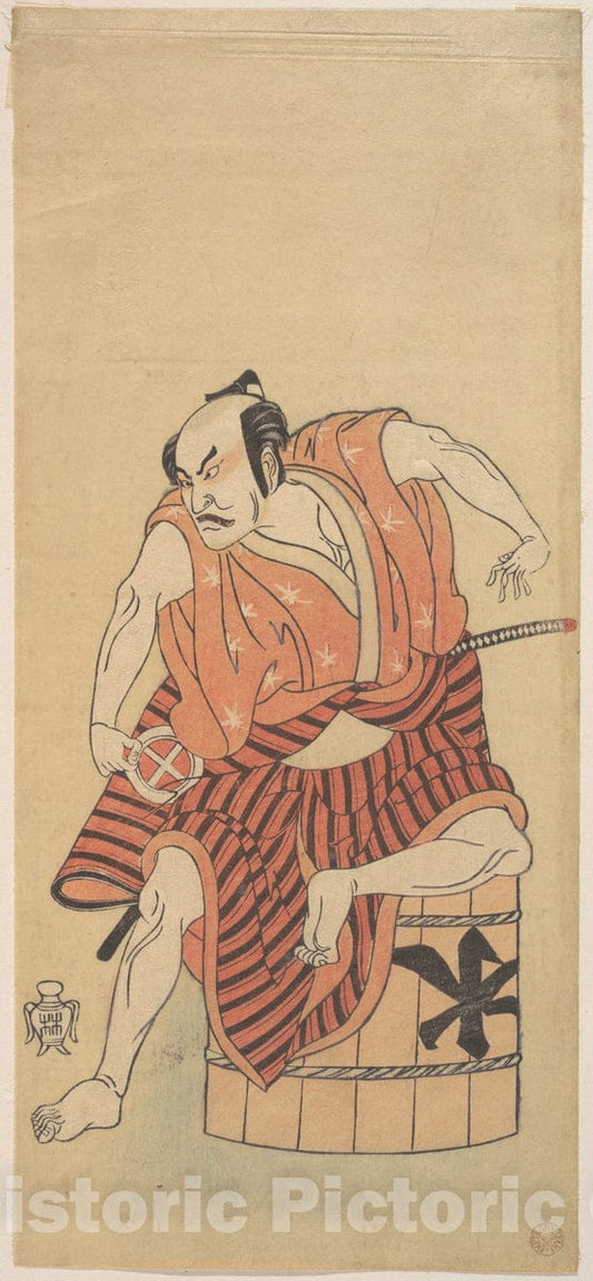 Art Print : Katsukawa Shunsh? - The Third Otani Hiroemon as an Otokodate Seated Upon an Inverted Tub - Japan : Vintage Wall Art